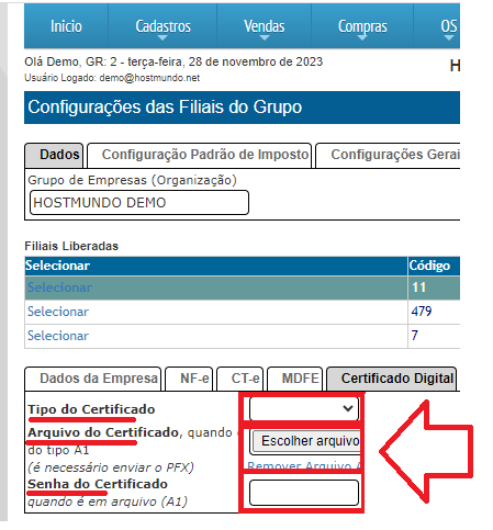 Tela Certificado